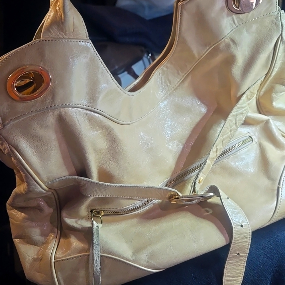 Ana Corinna gold leather bag